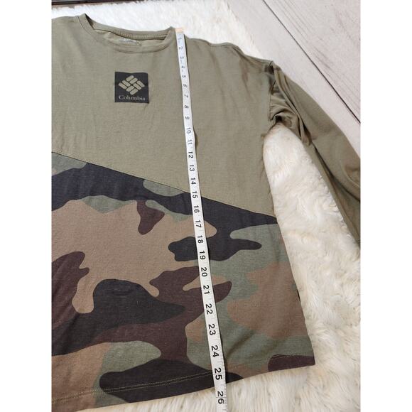 Columbia Men's Green Park Long Sleeve Color Block Camouflage T-Shirt Size M - Picture 6 of 6
